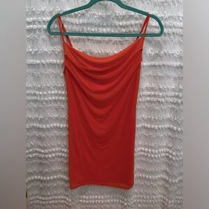Forever 21. Sz S Orange dress. Poly and spandex blend. Cut neckline. Very GUC